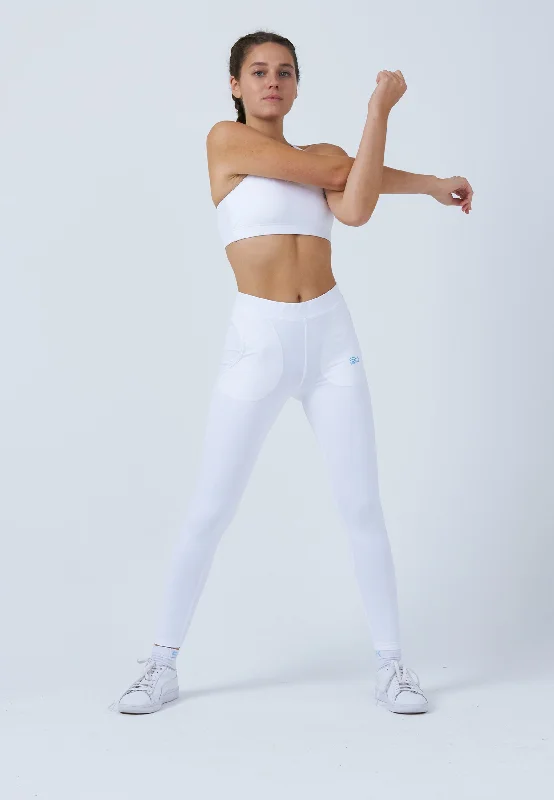 Tennis Leggings mit Taschen lang, weiß