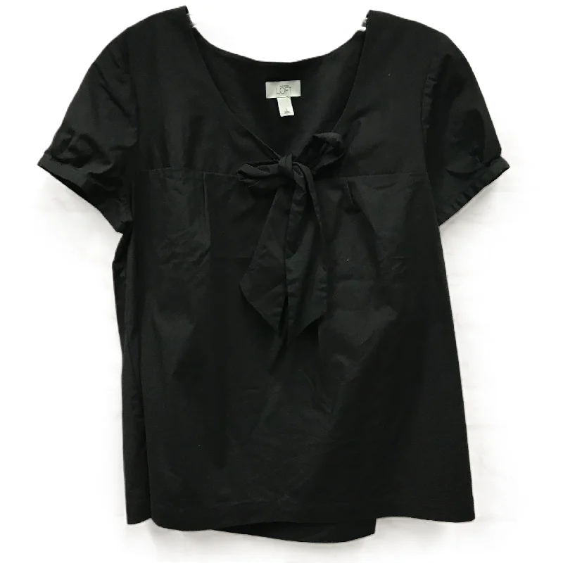 Black Top Short Sleeve By Loft, Size: L