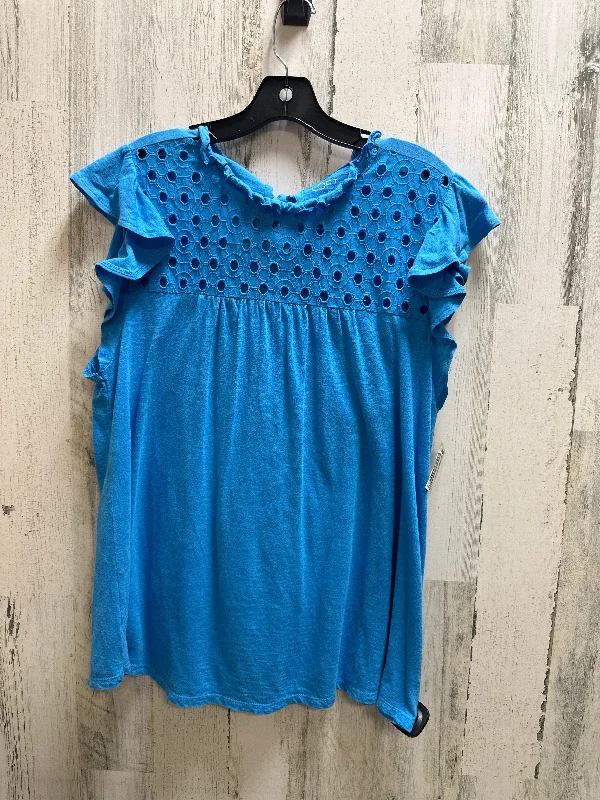 Blue Top Short Sleeve Loft, Size L