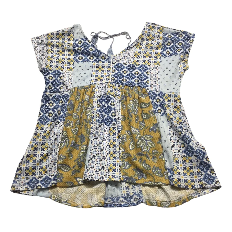 Blue & Yellow Top Short Sleeve Cato, Size L