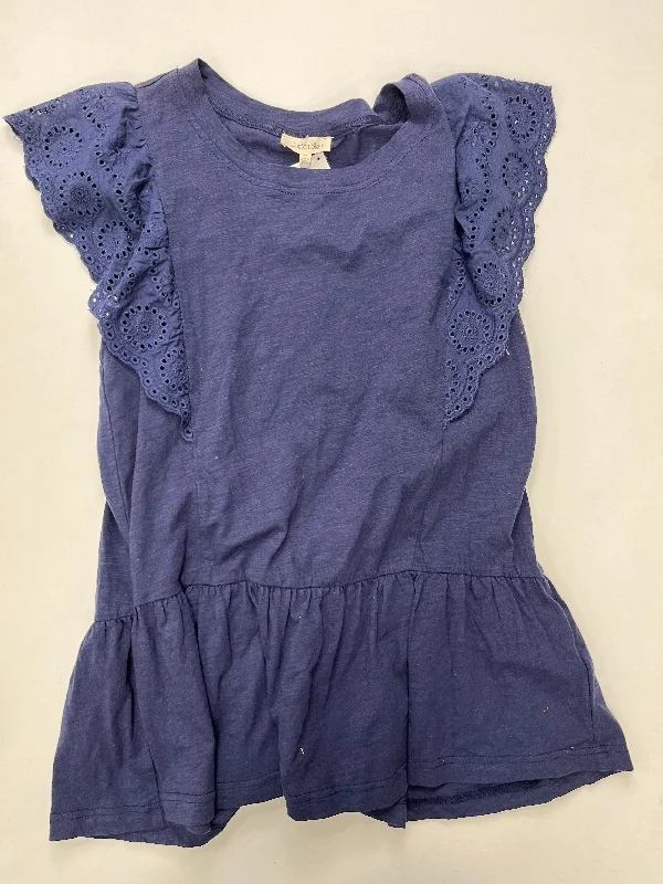 Navy Top Short Sleeve Cotton Bleu, Size S