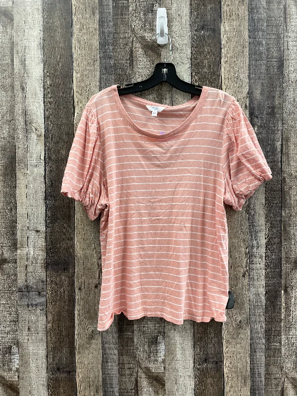 Pink Top Short Sleeve Time And Tru, Size L