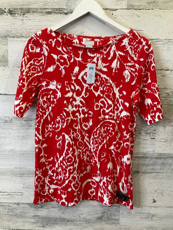 Red & White Top Short Sleeve Chicos, Size M