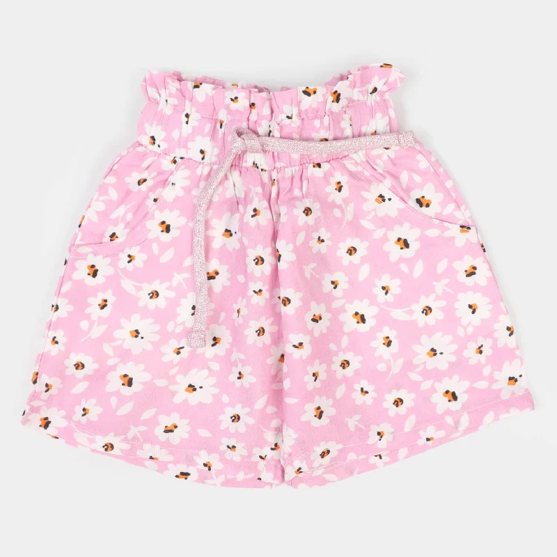 Infant Girls Cotton Short Flowers - Baby Pink