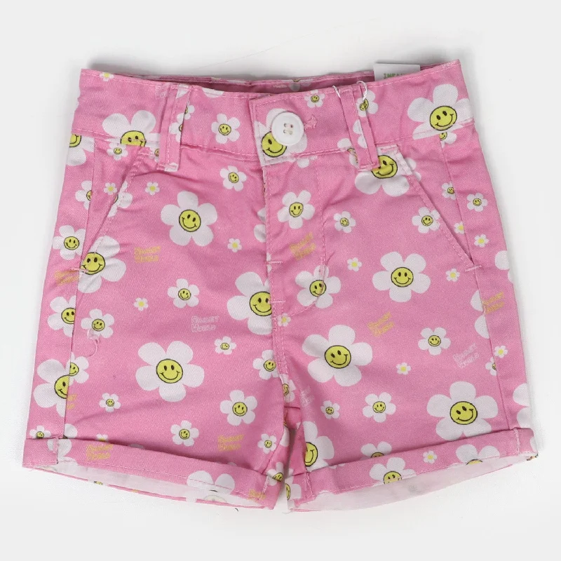 Infant Girls Cotton Short Smiley Flower - Pink