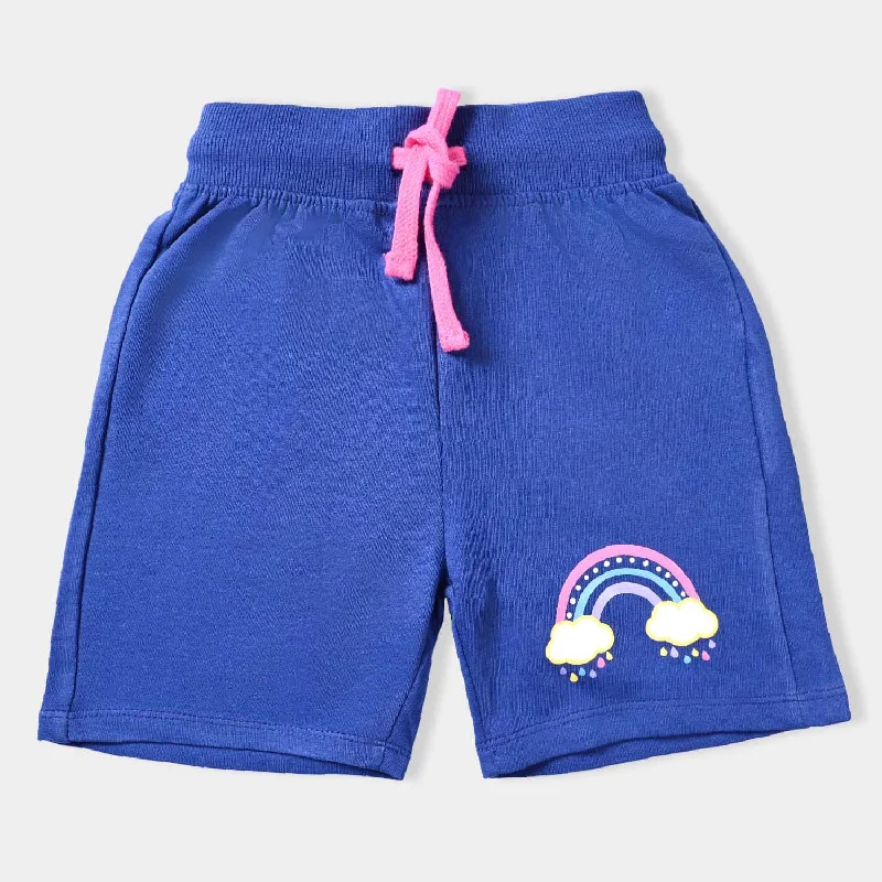 Infant Girls Cotton Terry Knitted Short Rainbow-N.Peony