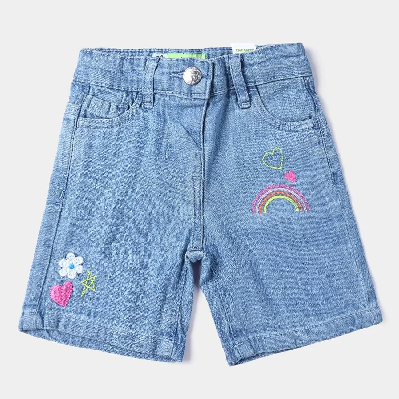 Infant Girls Denim rigid Short Rainbow-Ice Blue