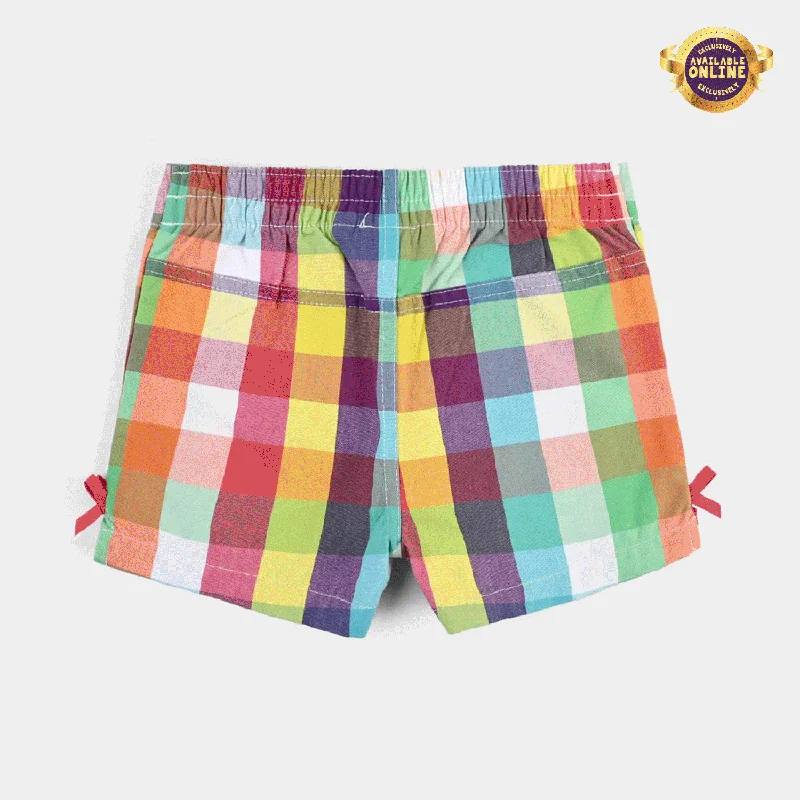 Infant Girls Poly Cotton Short Multi box check-Multi