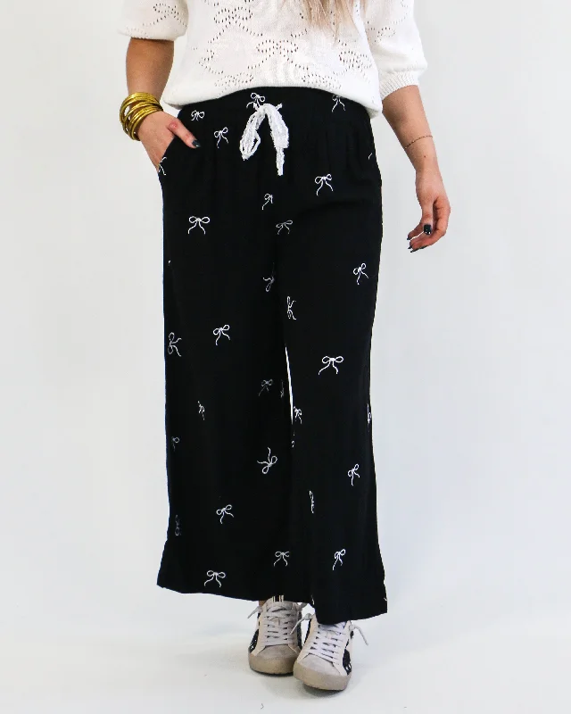 Black Wide Leg Bow Pants