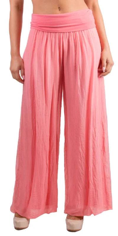 Coral Silk Pant w/ Side Slit