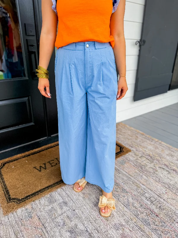 Pleated Wide-Leg Pants with Pockets