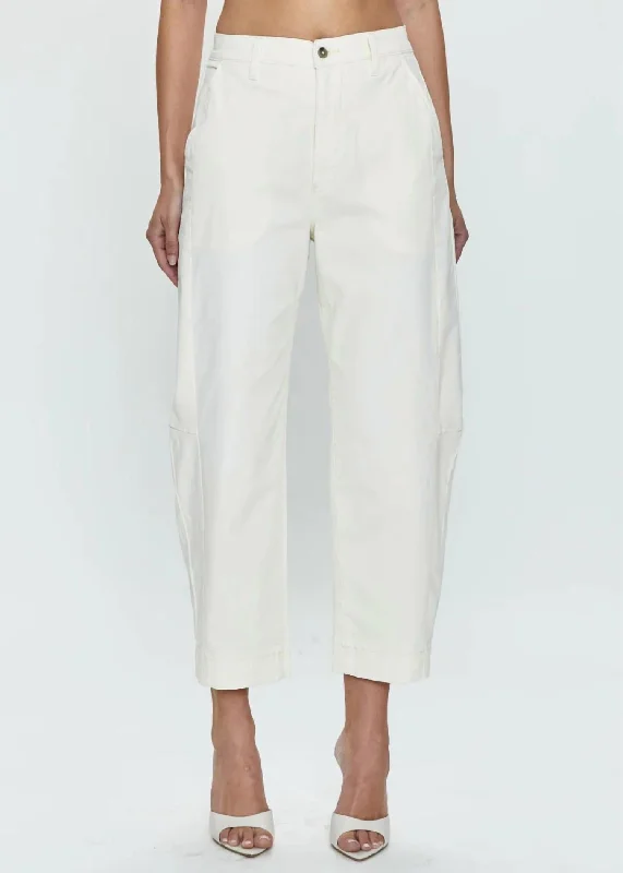 Eli Arched Trouser In Eggshell