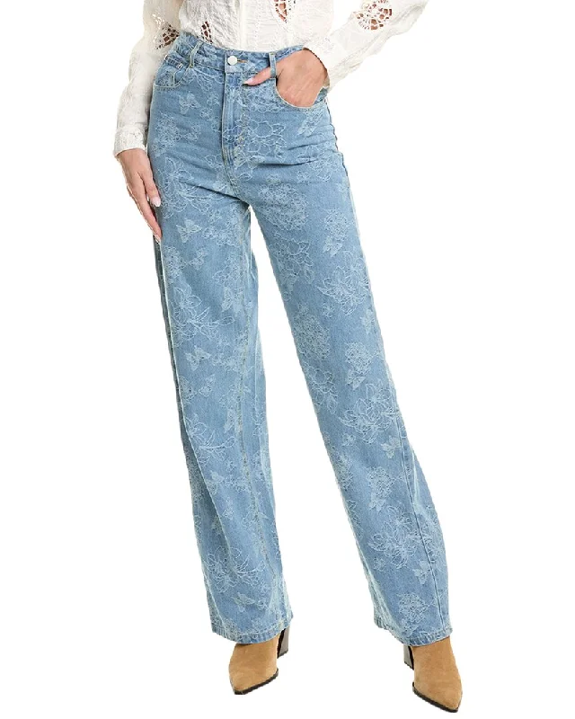 Gracia Floral Printed Straight Leg Jean