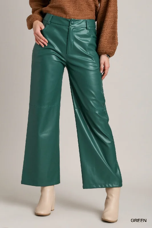 Green Faux Leather Pants