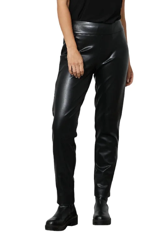 High-Waisted Faux Leather Pant In Black