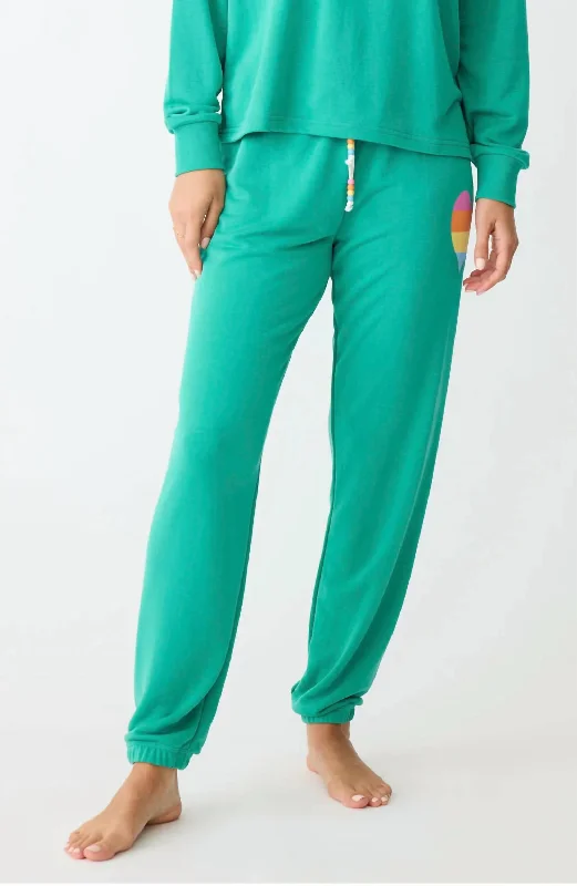 Live In Color Banded Jogger Pants In Sea Green