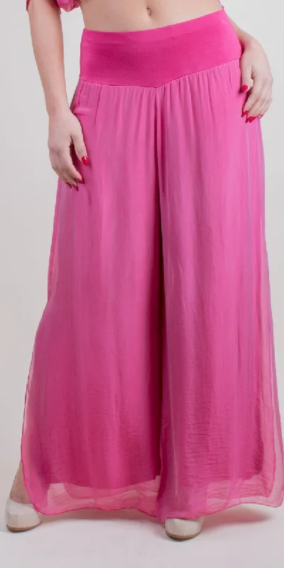 MAGENTA 100% Washable Silk Pant w/ Side Slit