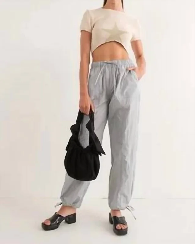 Nylon Parachute Pants In Dove Grey