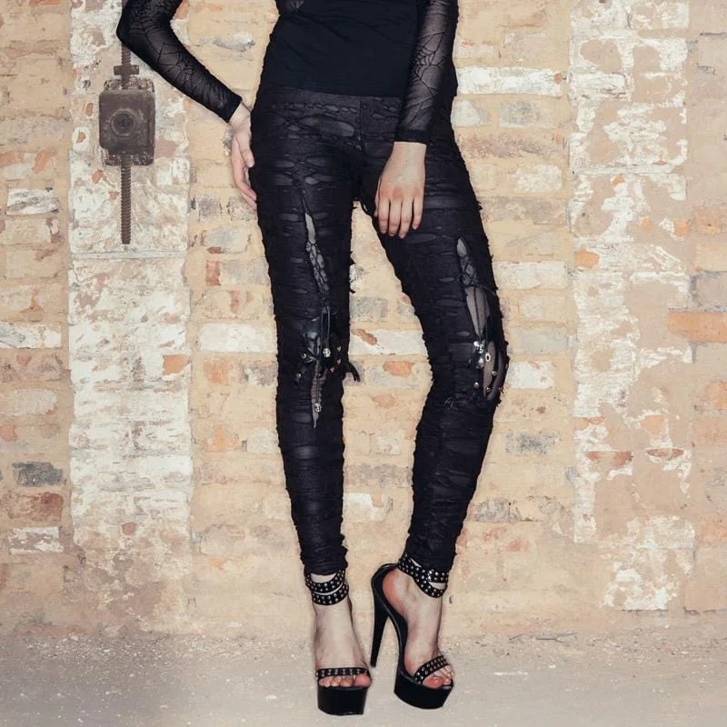 Women's Punk Layered Distressed Trousers