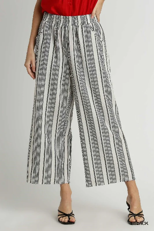 Striped Wide Leg Ankle Pants