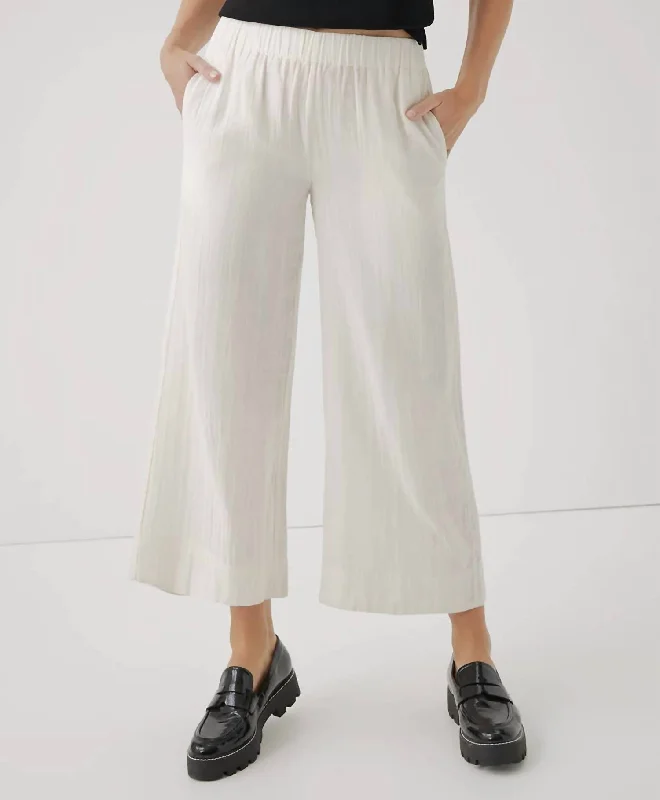 Women's Coastal Double Gauze Wide Leg Pant In Sea Salt