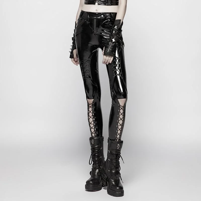 Women's Punk Bright PU Leather Pants